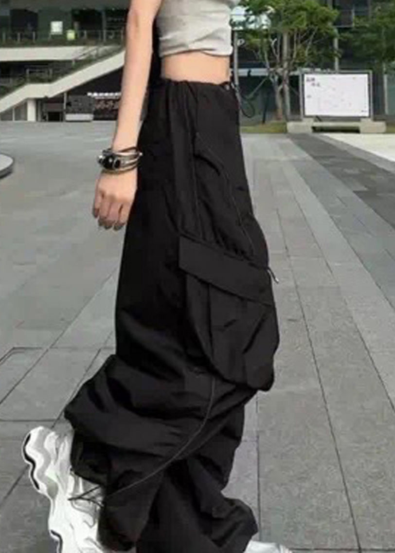 Pockets Silvery Pants Casual Drawstring Summer