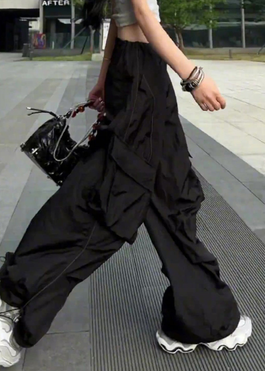 Pockets Silvery Pants Casual Drawstring Summer