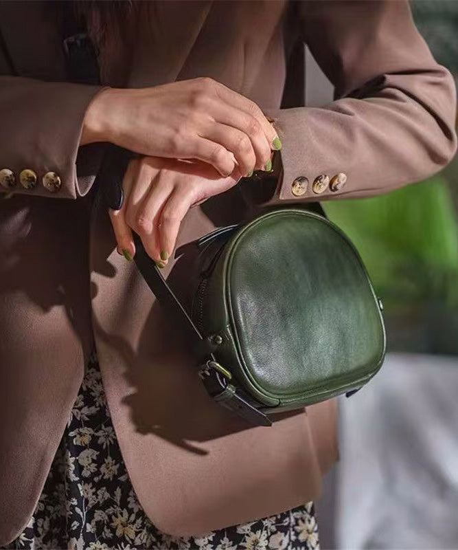 Solid Durable Bag Round CrossBody Leather Casual