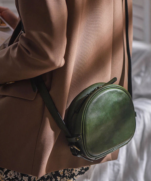 Solid Durable Bag Round CrossBody Leather Casual