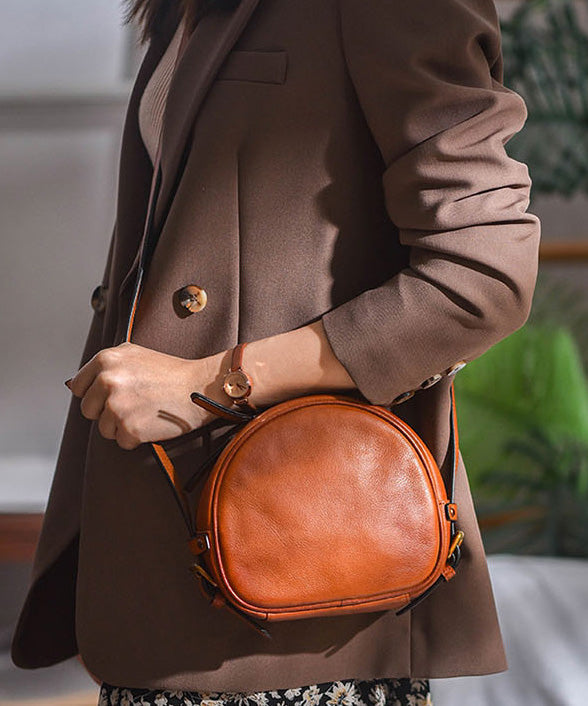 Solid Durable Bag Round CrossBody Leather Casual