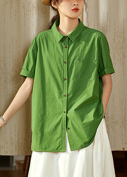 Tea Oversized Top Cotton Summer Green Casual