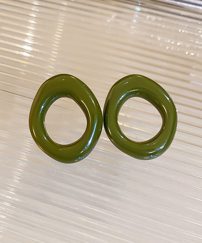 Hollow Out White Hoop Casual Alloy Earrings Resin