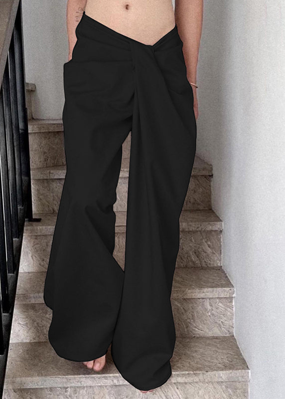 Wide White Leg Solid Casual Spring Asymmetrical Pants