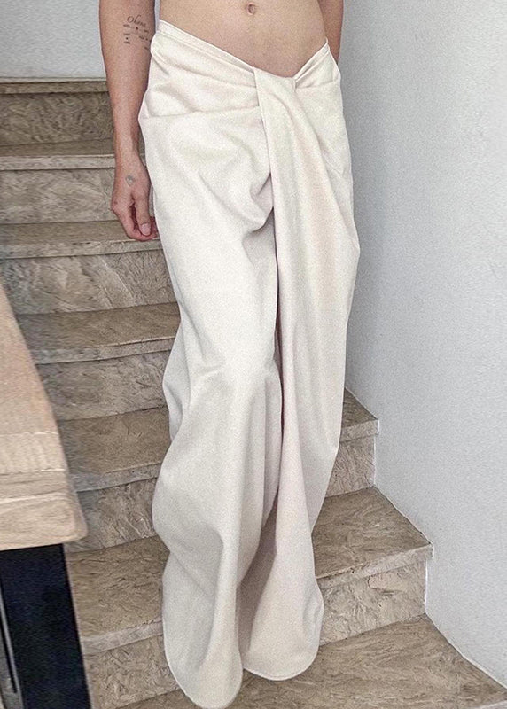 Wide White Leg Solid Casual Spring Asymmetrical Pants