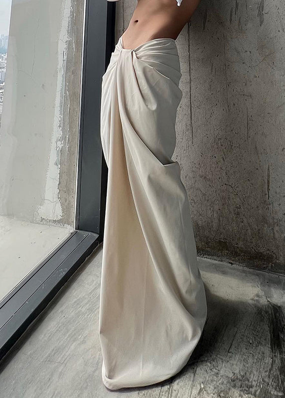 Wide White Leg Solid Casual Spring Asymmetrical Pants
