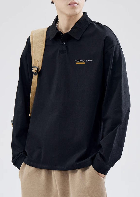 Casual White Button Print Cotton Mens Polo Shirts Spring TC019