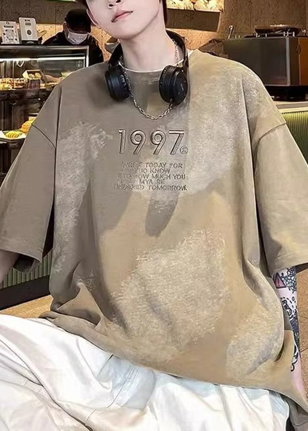 Men White T Dye Tie Summer Casual Cotton Embroideried Shirt