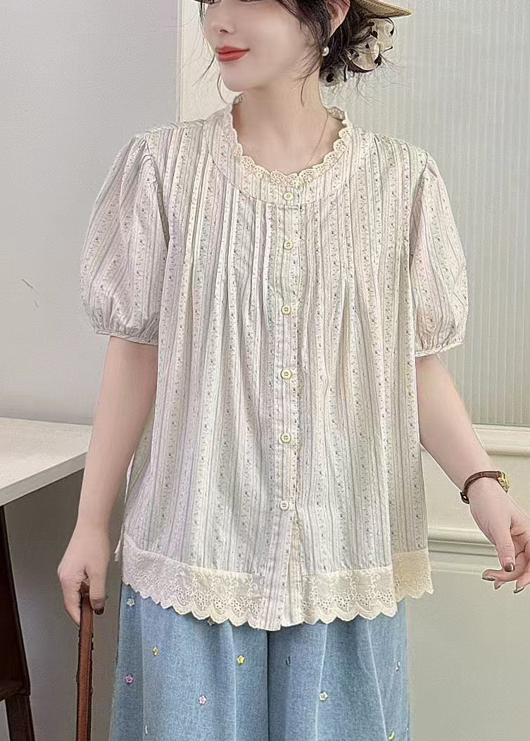Oversized Cotton Chic Top Summer Apricot Patchwork