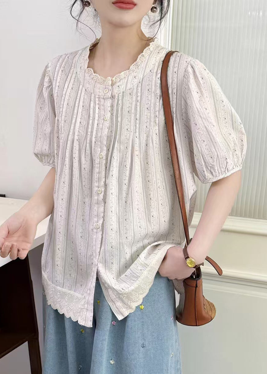 Oversized Cotton Chic Top Summer Apricot Patchwork