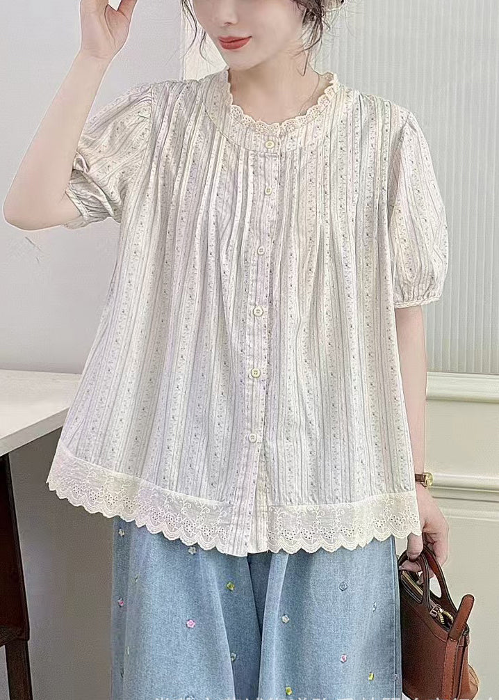 Oversized Cotton Chic Top Summer Apricot Patchwork