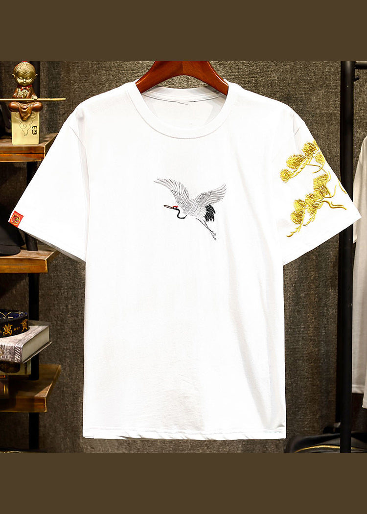 Apparel Shirts T Men Embroideried Black Summer Chic