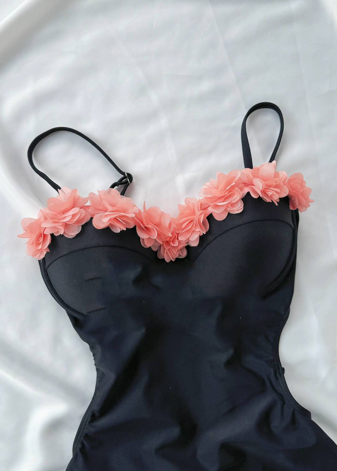 Ruffled Chic Black Hollow Bodysuit Tulle Patchwork Out