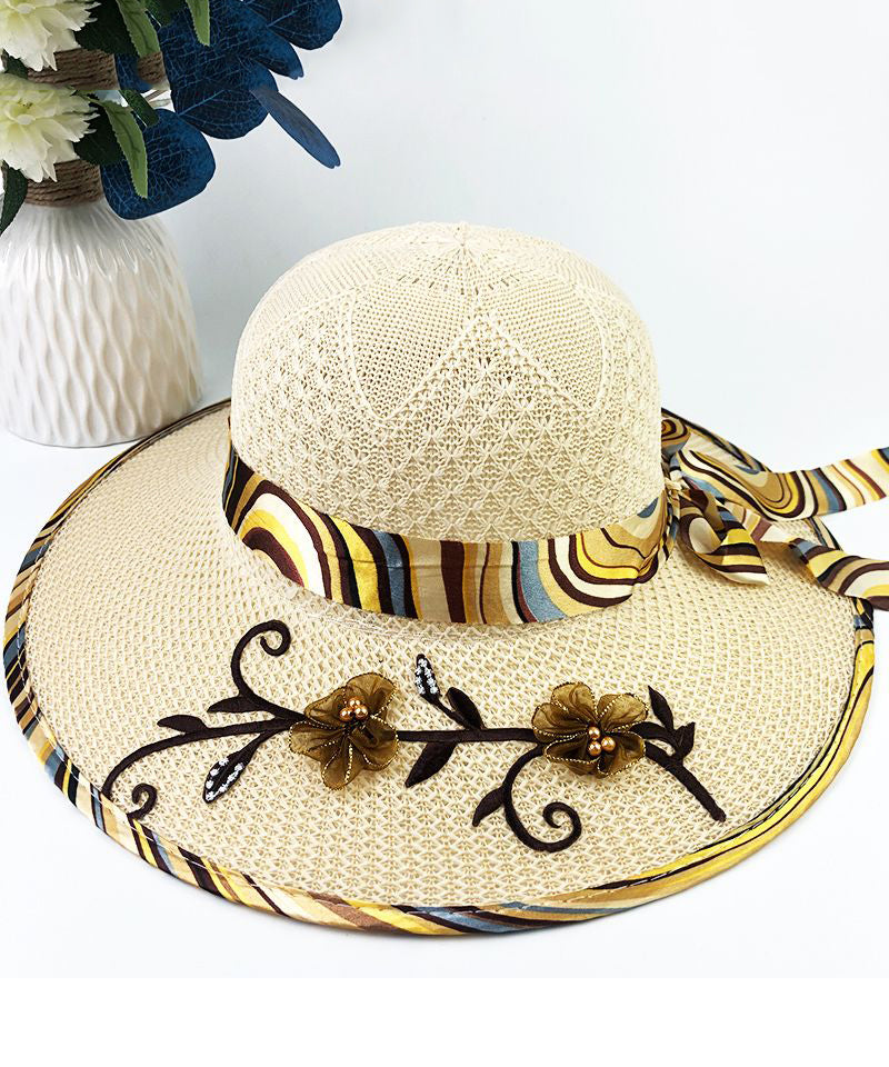 Sun Bow Chic Bead Blue Hat Patchwork Floral Nail