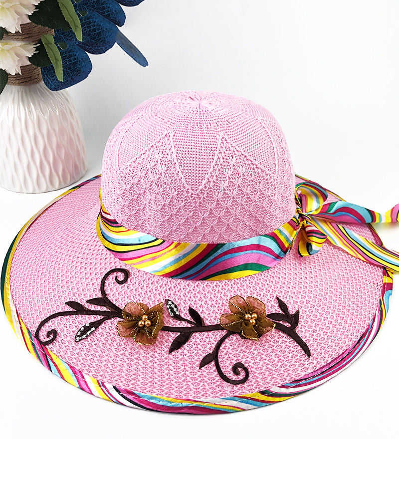Sun Bow Chic Bead Blue Hat Patchwork Floral Nail