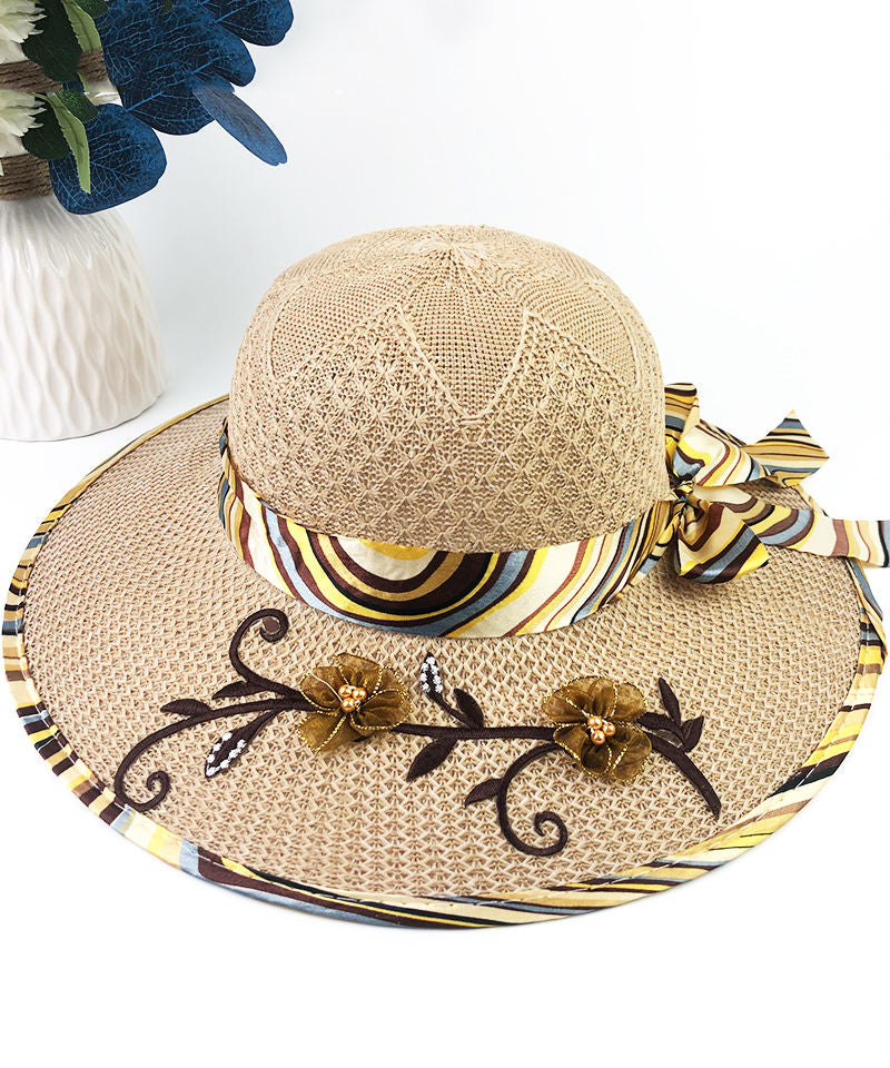 Sun Bow Chic Bead Blue Hat Patchwork Floral Nail