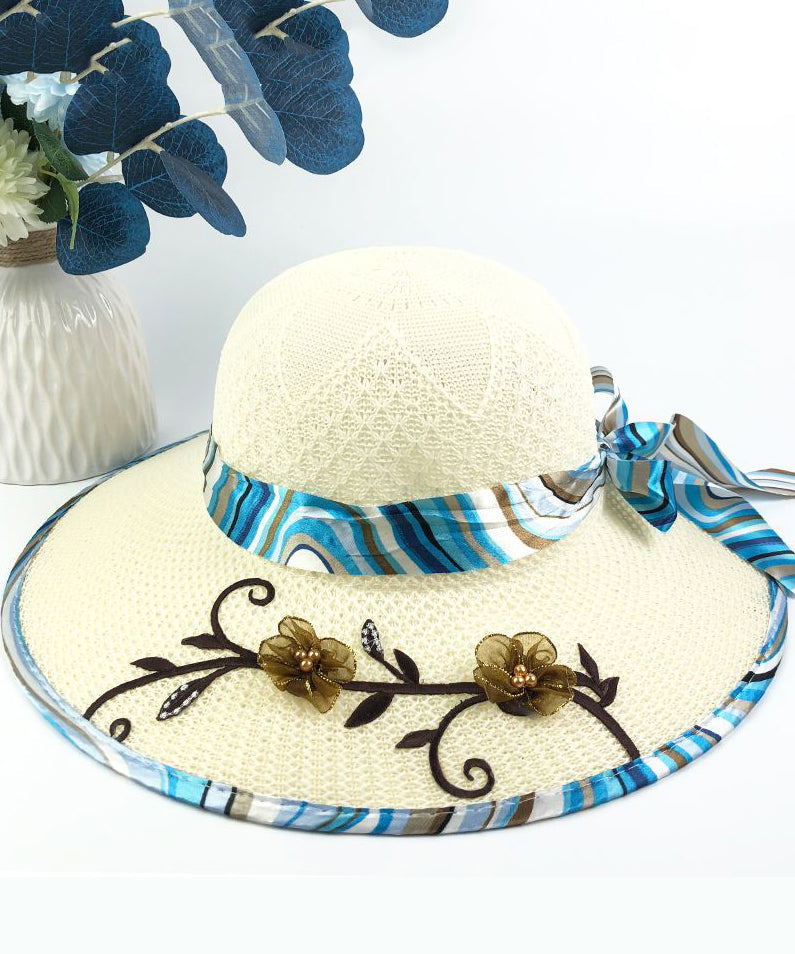 Sun Bow Chic Bead Blue Hat Patchwork Floral Nail