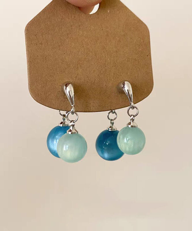 Resin Copper Earrings Drop Blue Chic