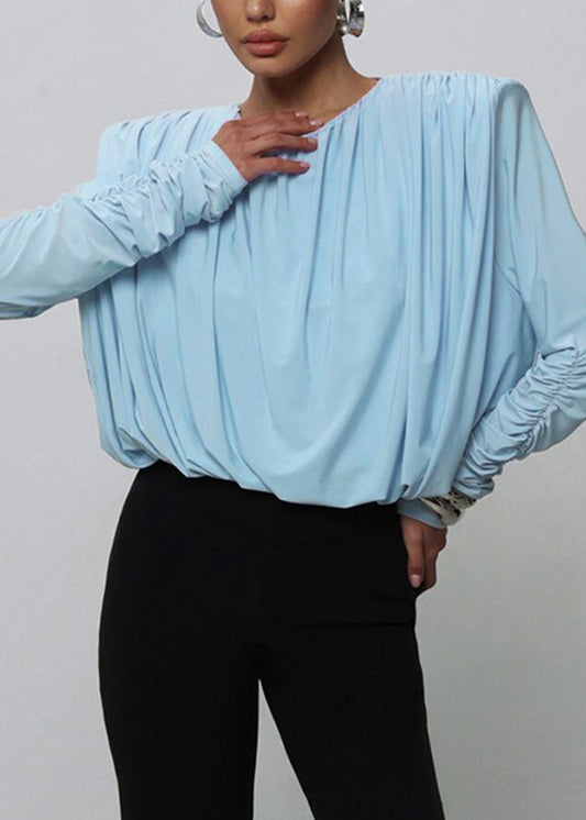 Bodysuit Blue Backless Fall O-Neck Chic