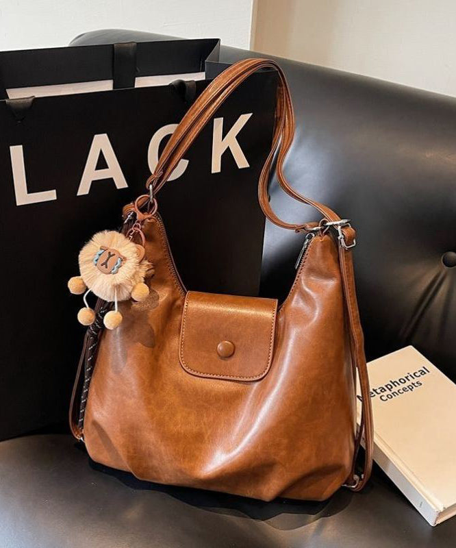 Chic Coffee Large Capacity Faux Leather Satchel Bag Handbag YR023