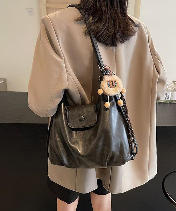 Chic Coffee Large Capacity Faux Leather Satchel Bag Handbag YR023