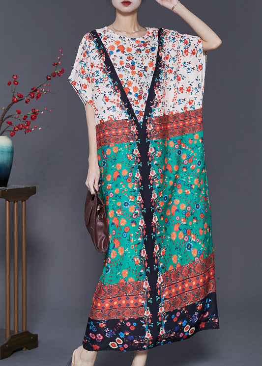 Schickes Baumwollkleid mit Farbblock und übergroßem Druck, Sommer, SD1037