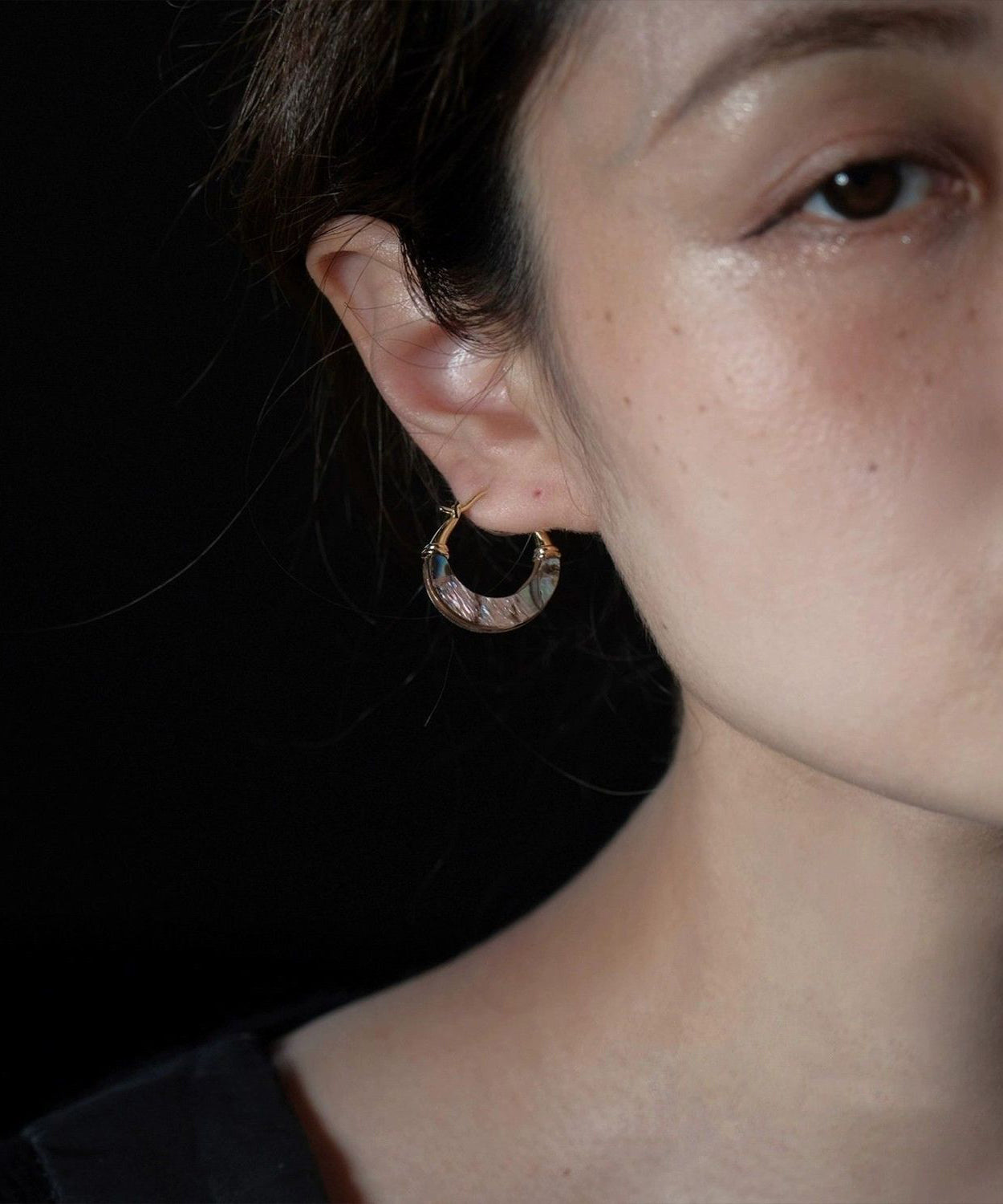 Hoop Earrings Copper Overgild Gold Shell Chic