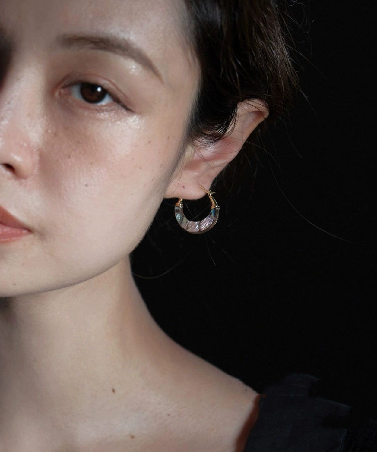 Hoop Earrings Copper Overgild Gold Shell Chic