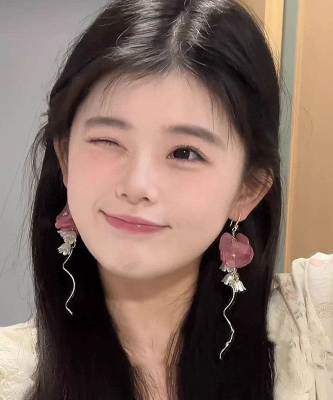 Copper Tassel Bellflower Chic Drop Earrings Zircon Pearl Gold