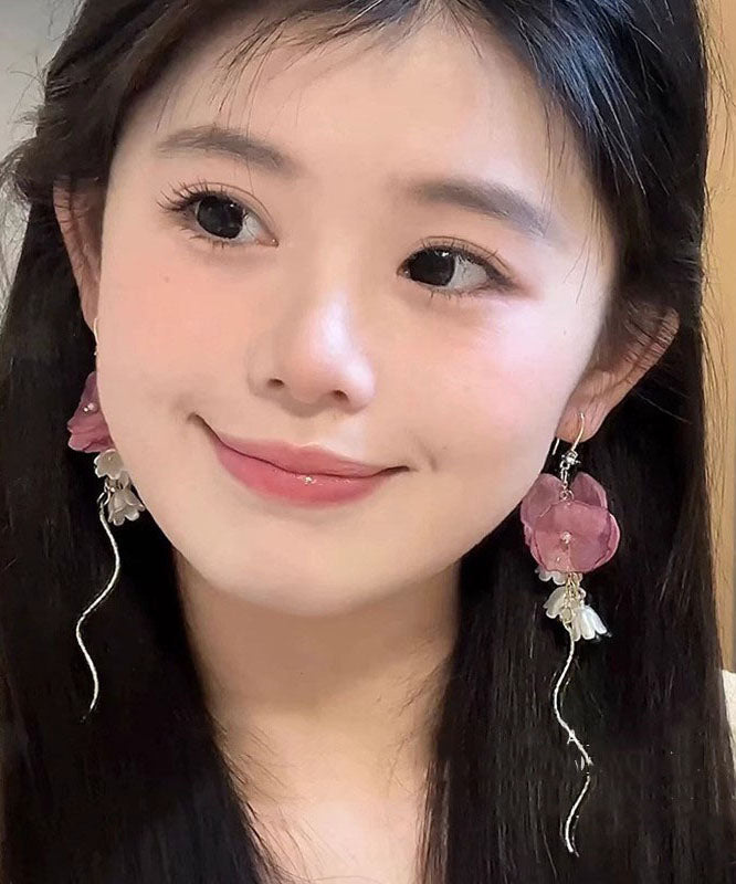 Copper Tassel Bellflower Chic Drop Earrings Zircon Pearl Gold