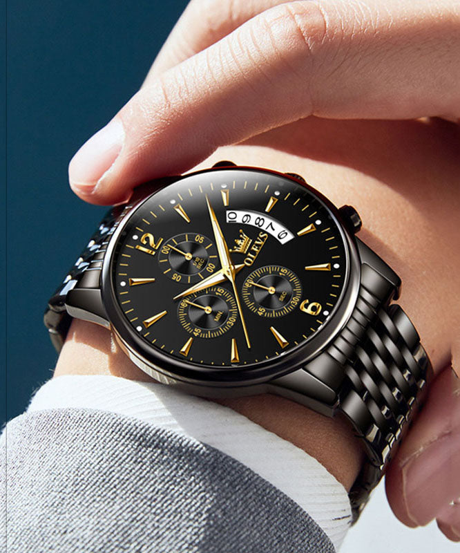 Chic Stainless Gold Machinery Steel Movement Quartz Watches