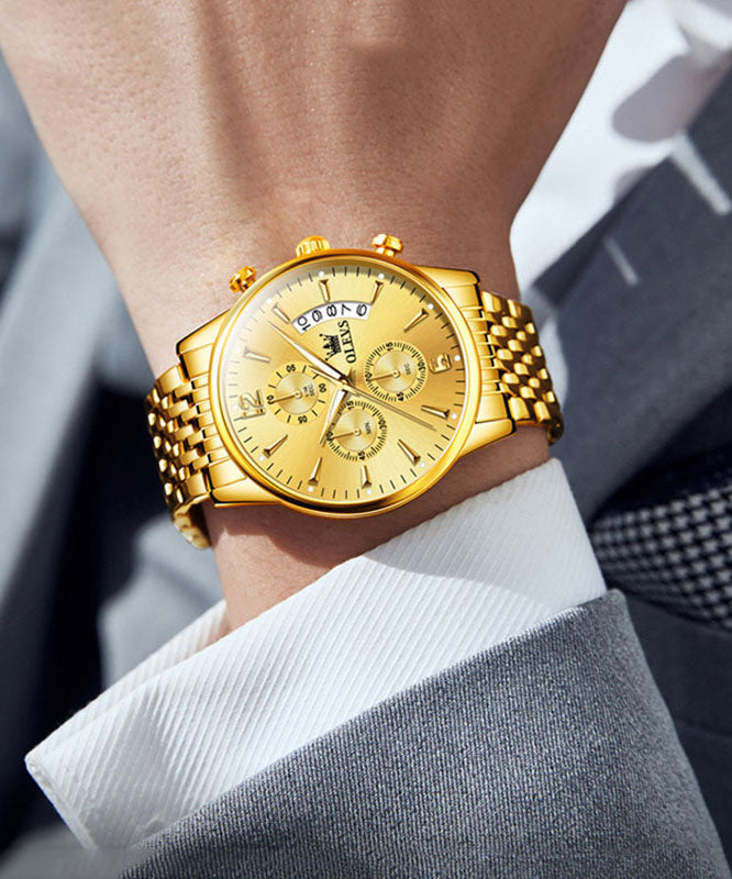 Chic Stainless Gold Machinery Steel Movement Quartz Watches