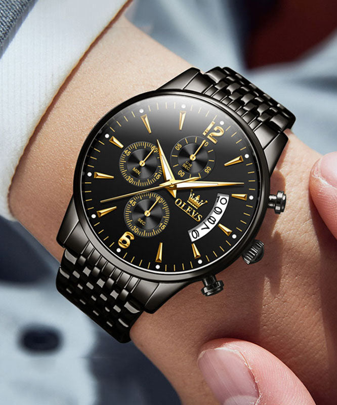 Chic Stainless Gold Machinery Steel Movement Quartz Watches