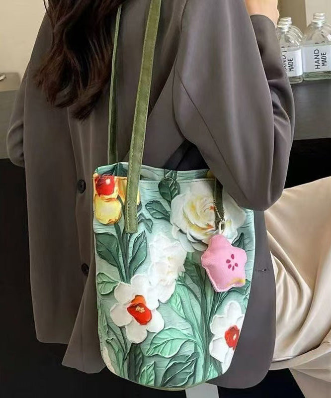 Paitings Grass Bucket Chic Bag Large Capacity Green