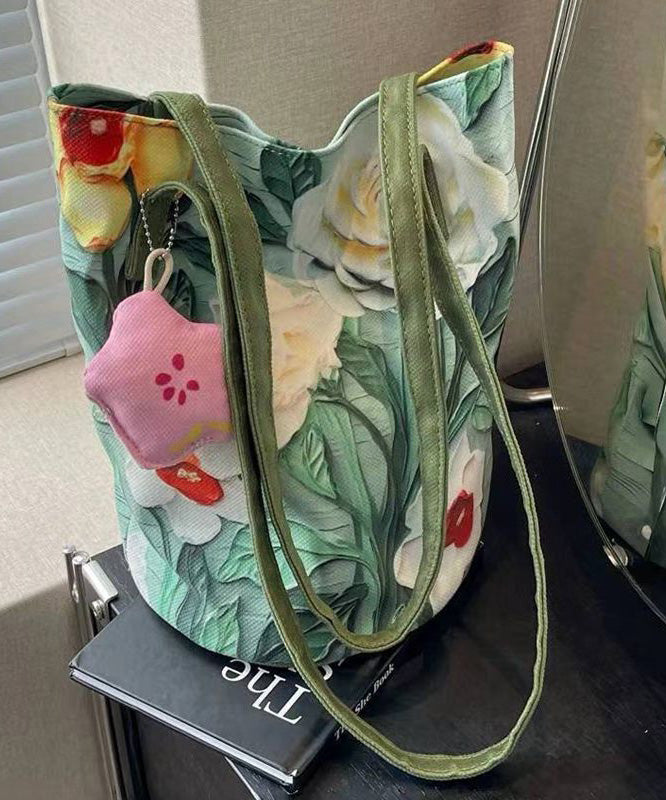 Paitings Grass Bucket Chic Bag Large Capacity Green