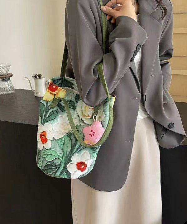 Paitings Grass Bucket Chic Bag Large Capacity Green