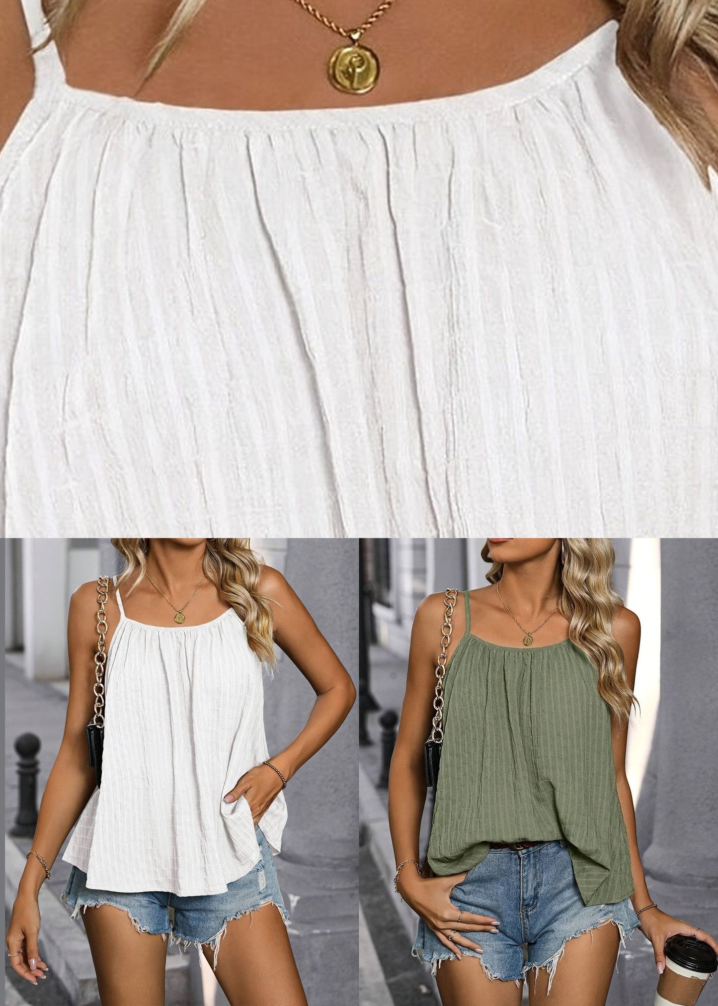 Chic Green Sleeveless Loose Solid Vest