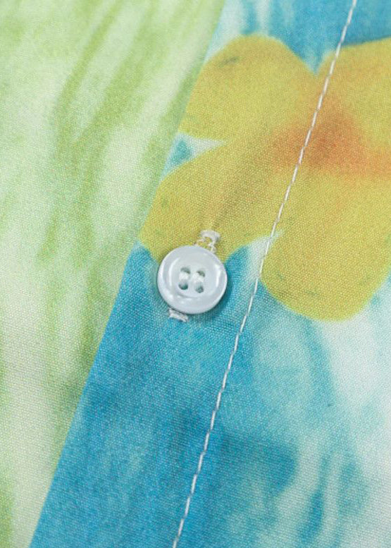 Cotton Peter Pockets Pan Print Shirts Mens Chic Green Collar