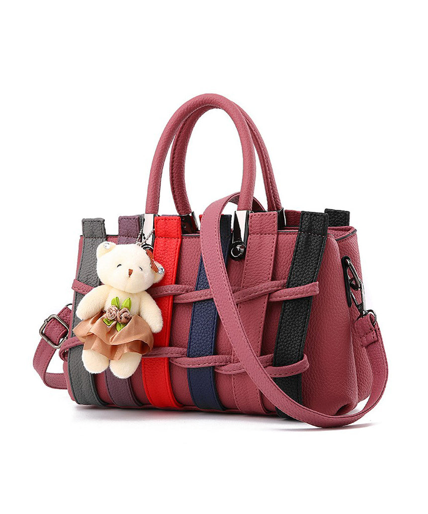 Chic Leather Grey Patchwork Faux Handbag Tote