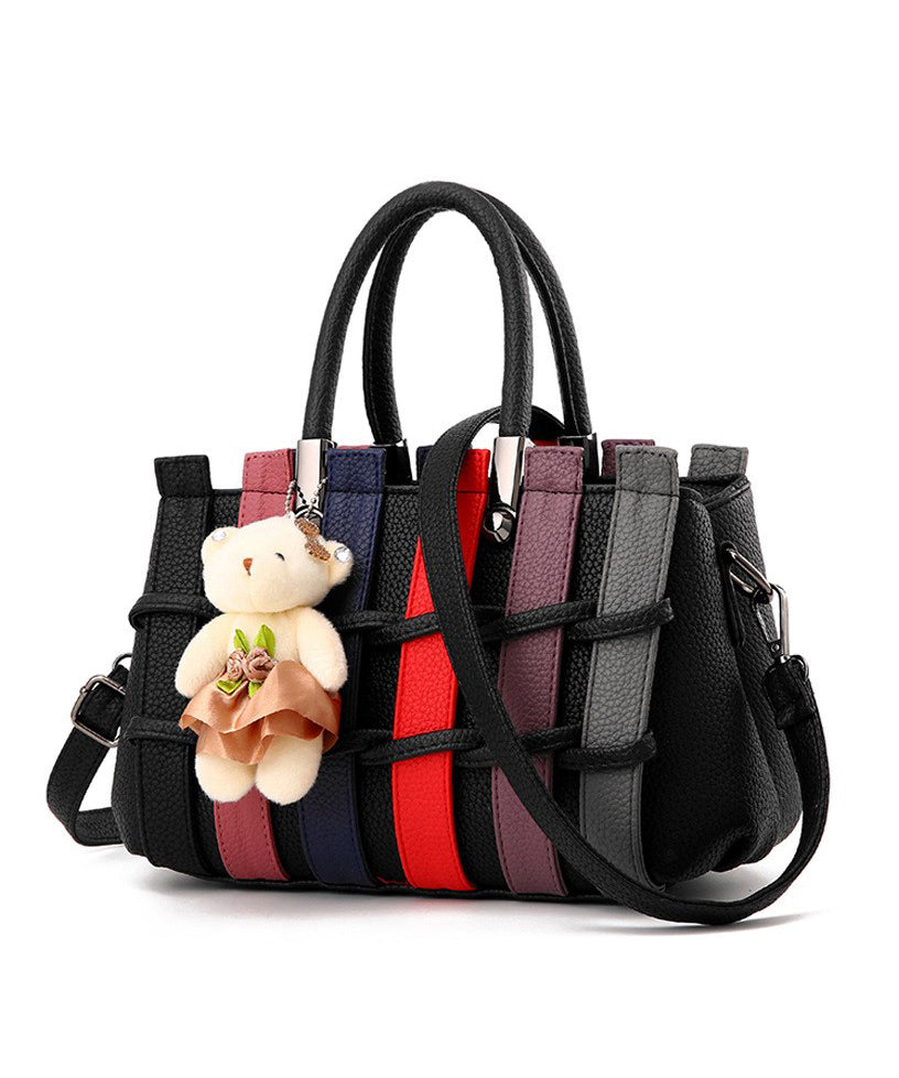 Chic Leather Grey Patchwork Faux Handbag Tote