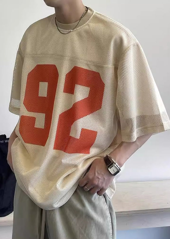 Summer Out Tees Hollow Chic Tulle Khaki Oversized Graphic Mens