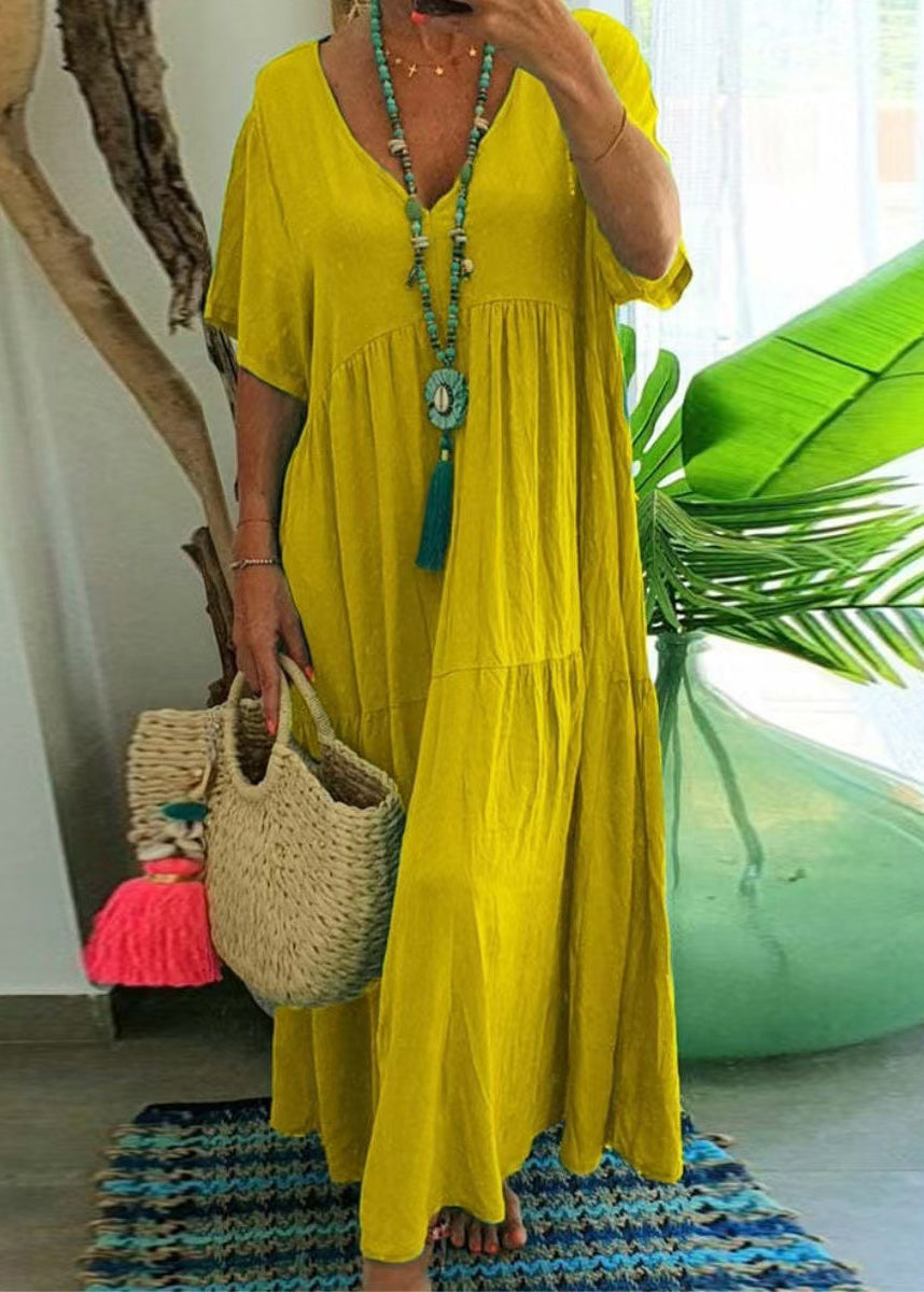 Patchwork Oversized Chic Summer Cotton Green Beach Lake Dress