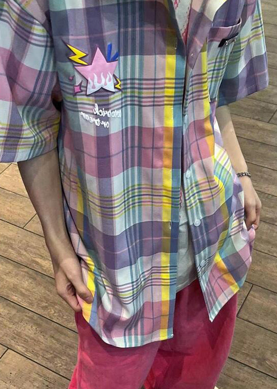 Shirt Collar Men Pan Cotton Chic Pockets Plaid Summer Peter