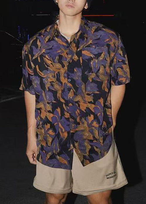 Print Peter Men Chic Pan Cotton Summer Shirt Collar