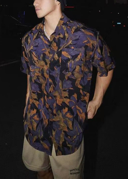 Print Peter Men Chic Pan Cotton Summer Shirt Collar