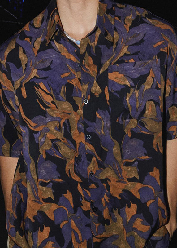 Print Peter Men Chic Pan Cotton Summer Shirt Collar