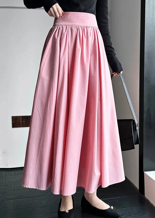 Chic Pink Zippered High Waist Cotton Skirts Spring Ada Fashion