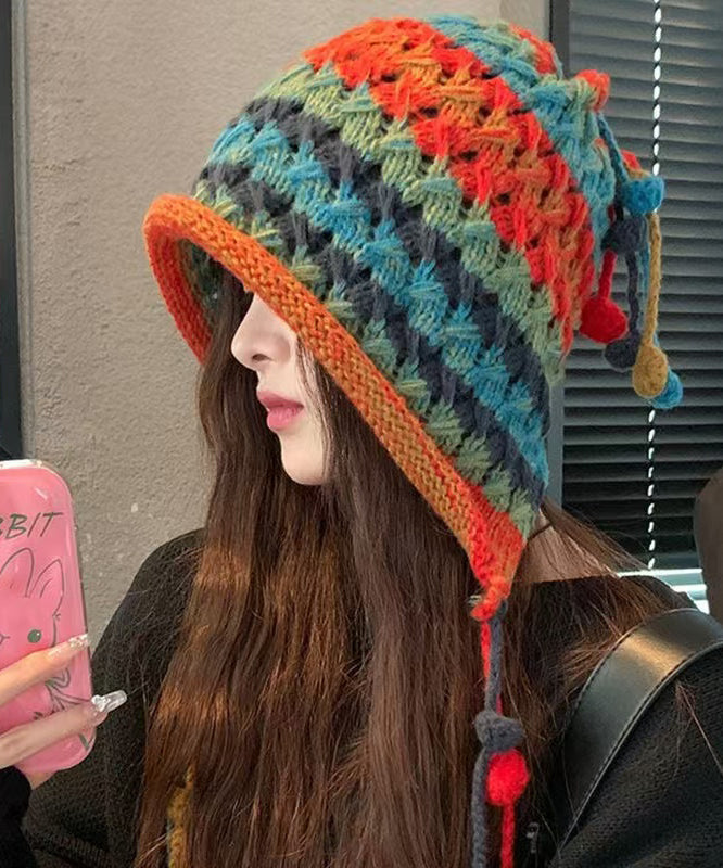 Chic Rainbow Boonie Knit Hat Handmade