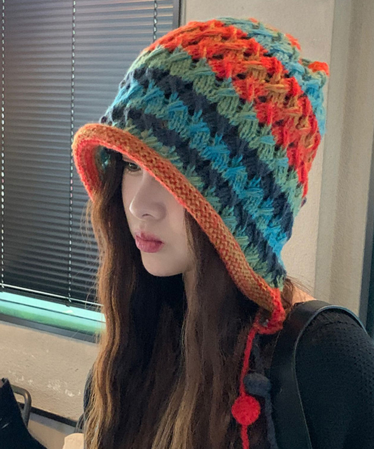 Chic Rainbow Boonie Knit Hat Handmade