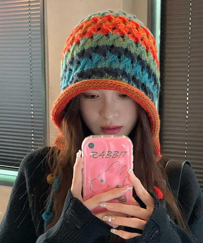 Chic Rainbow Boonie Knit Hat Handmade
